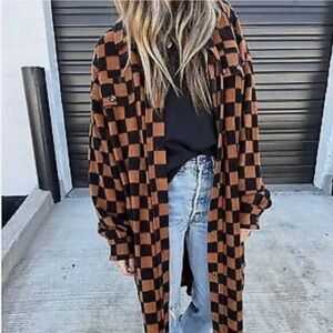 Ascot and Heart XS Checkered Long fleece Coat